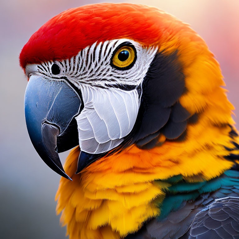 Colorful Macaw with Red Head and Vibrant Feathers