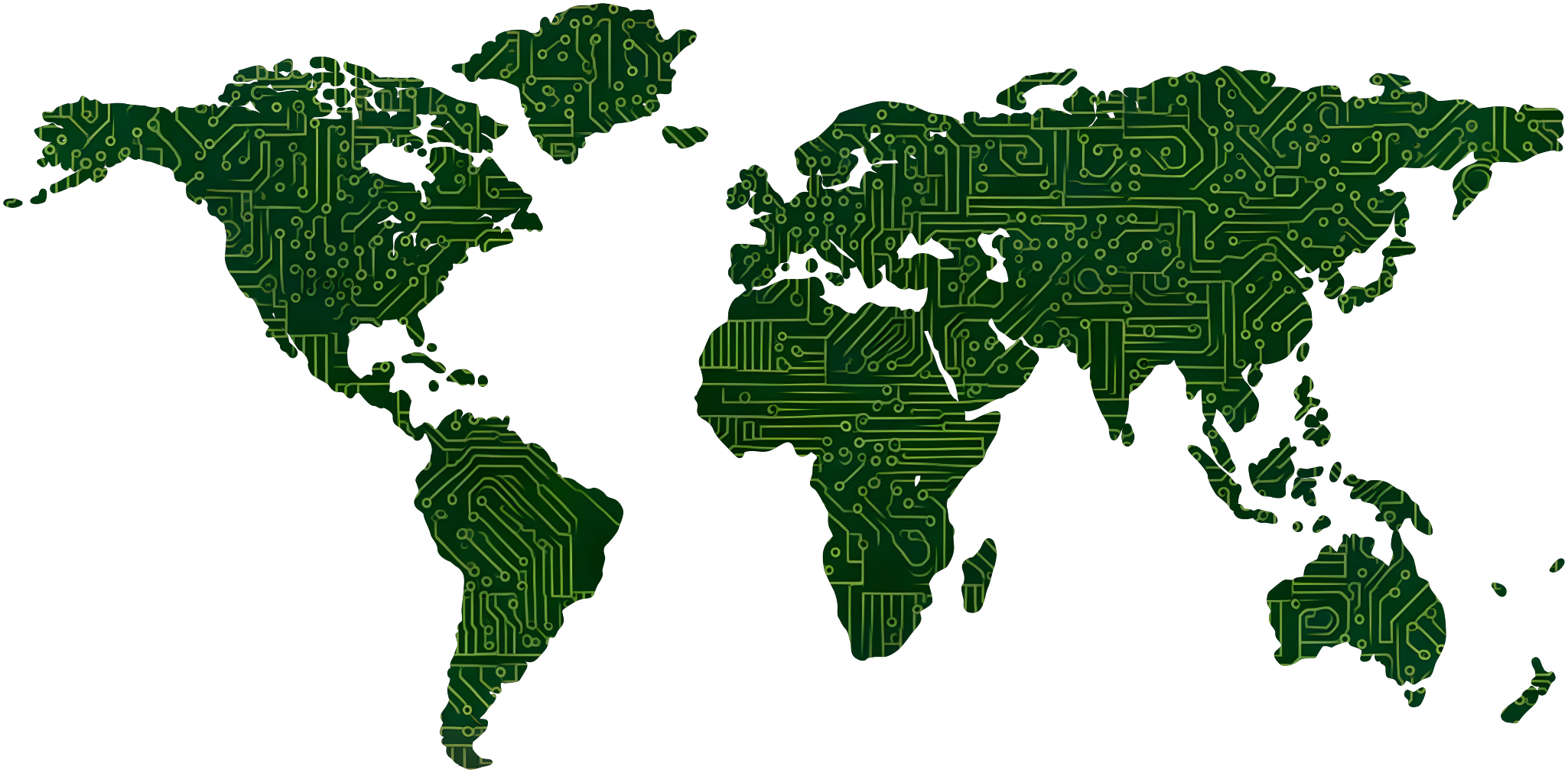 A World Map Made of Chip Circuit