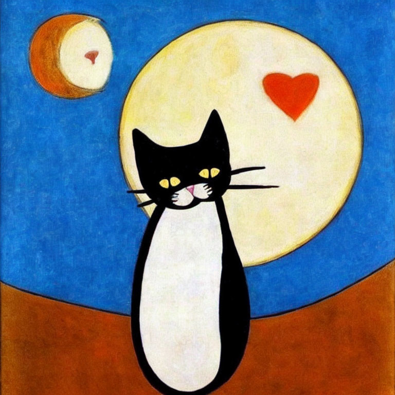 Cat in love with the moon. 