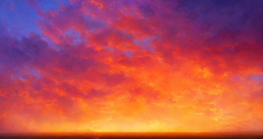 Colorful Sunset with Fiery Oranges, Yellows, Purples, and Blues