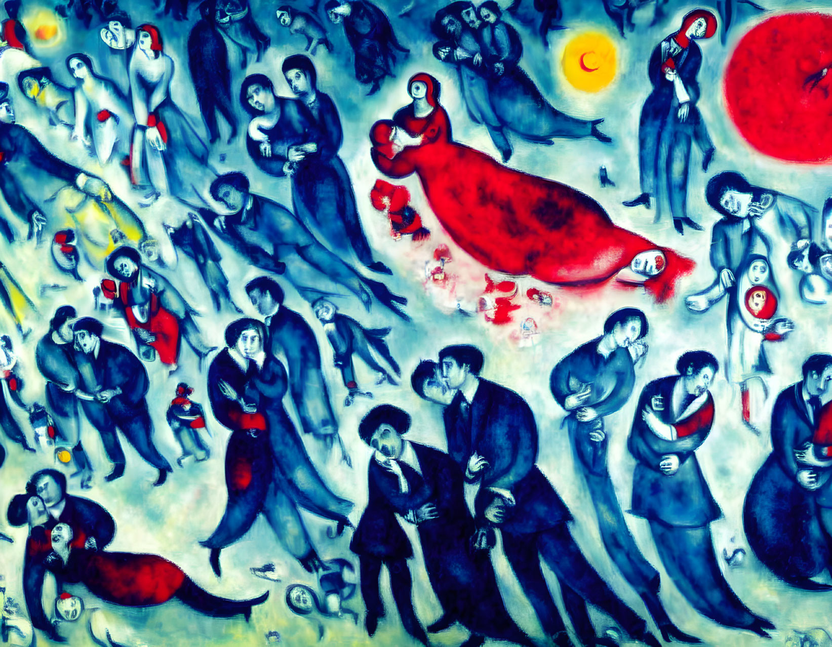  the plague of blood,, in the style of Marc Chagal