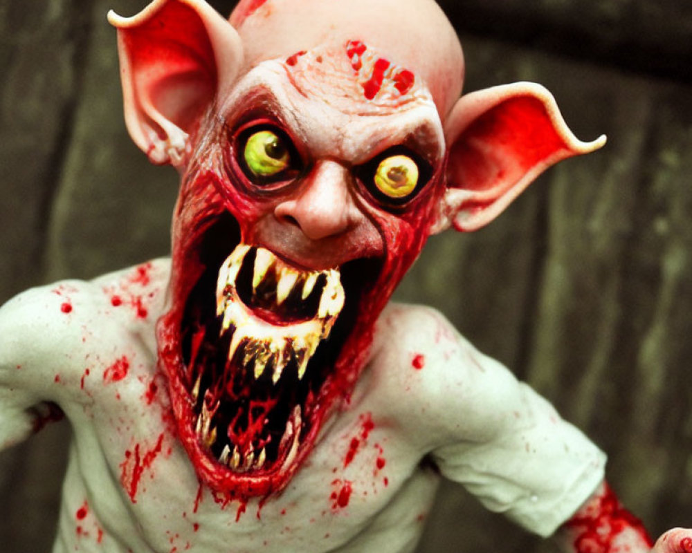 Detailed Model of Monstrous Creature with Blood-Stained Mouth