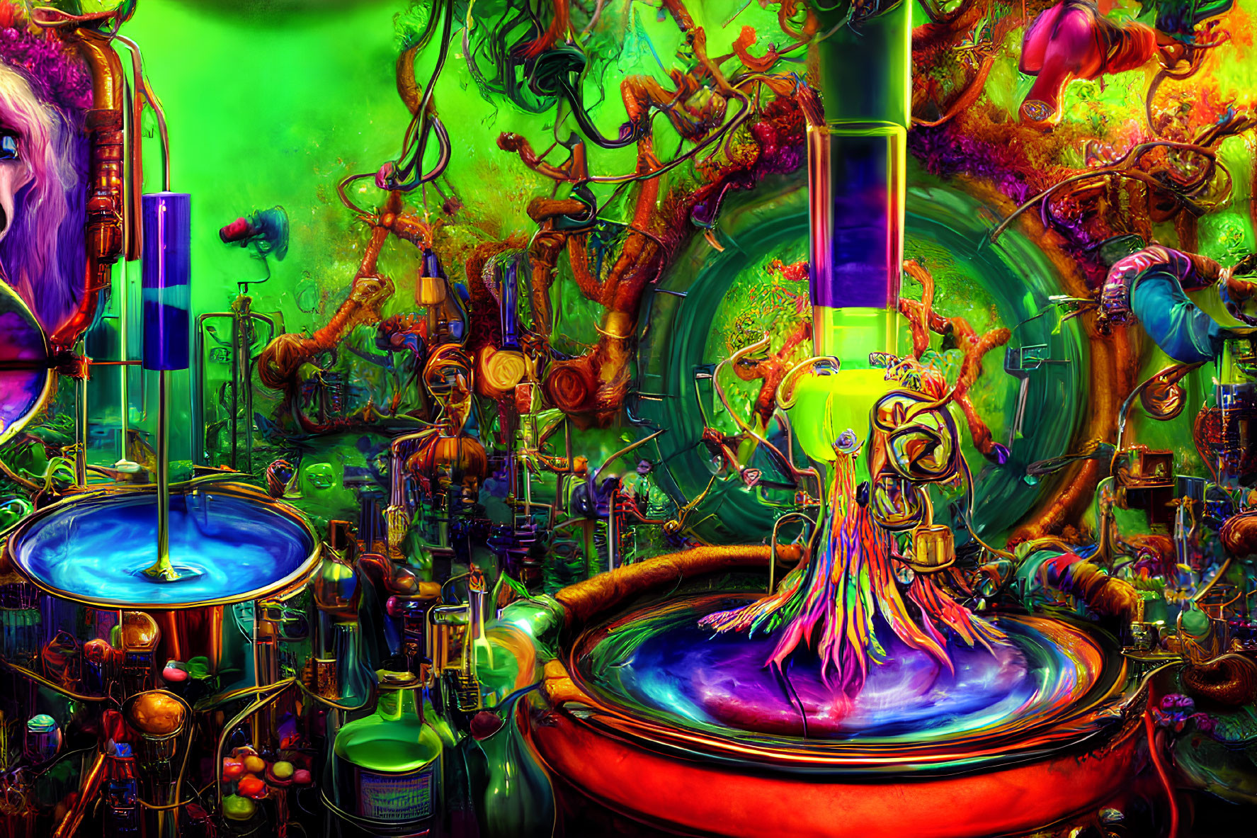 Colorful Psychedelic Futuristic Laboratory Illustration