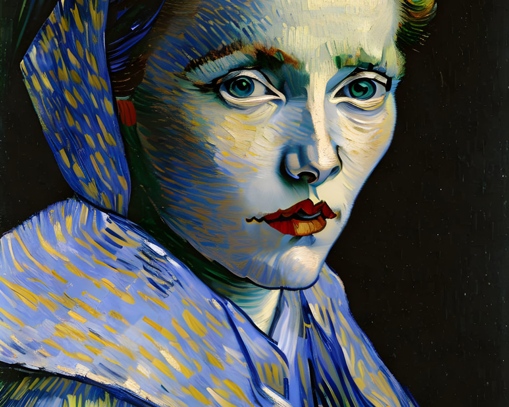 Vibrant digital artwork with Van Gogh-inspired brushstrokes portrait.