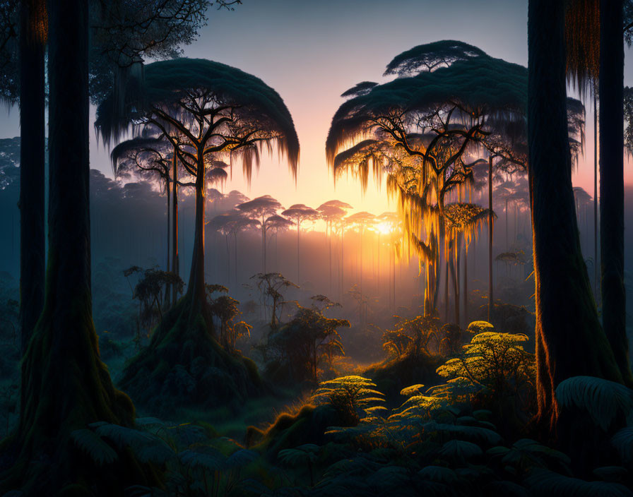 Rainforest at sunset