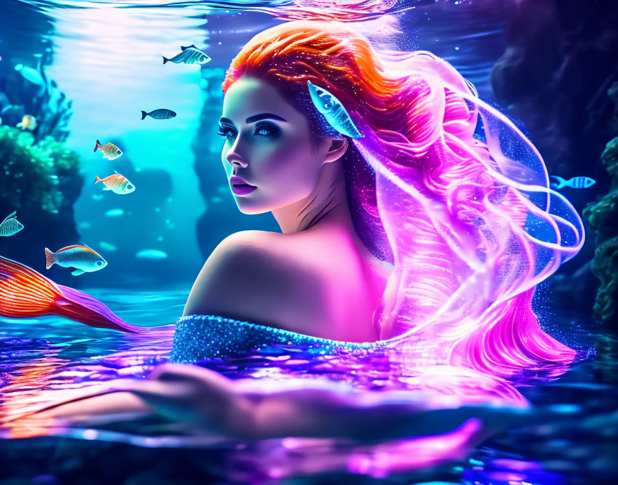 Mermaid in an aquarium