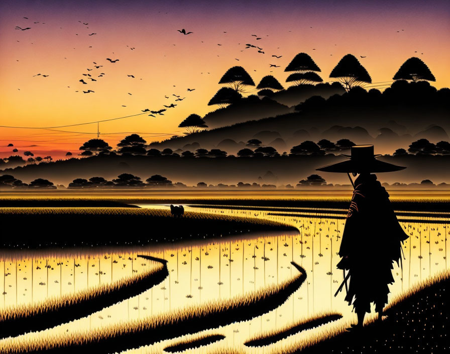 Scarecrow in a rice field 