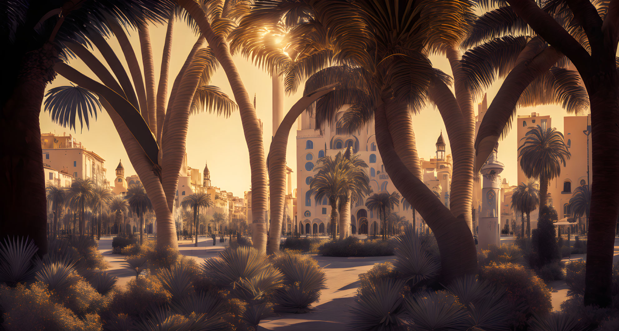 Golden Light With Palms