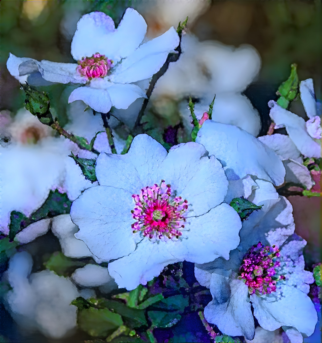 Blue and Pink Flowers