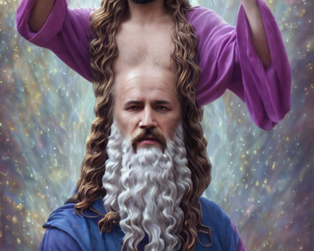Composite Image of Man in Blue and Purple Robe with Crown and Superimposed Head