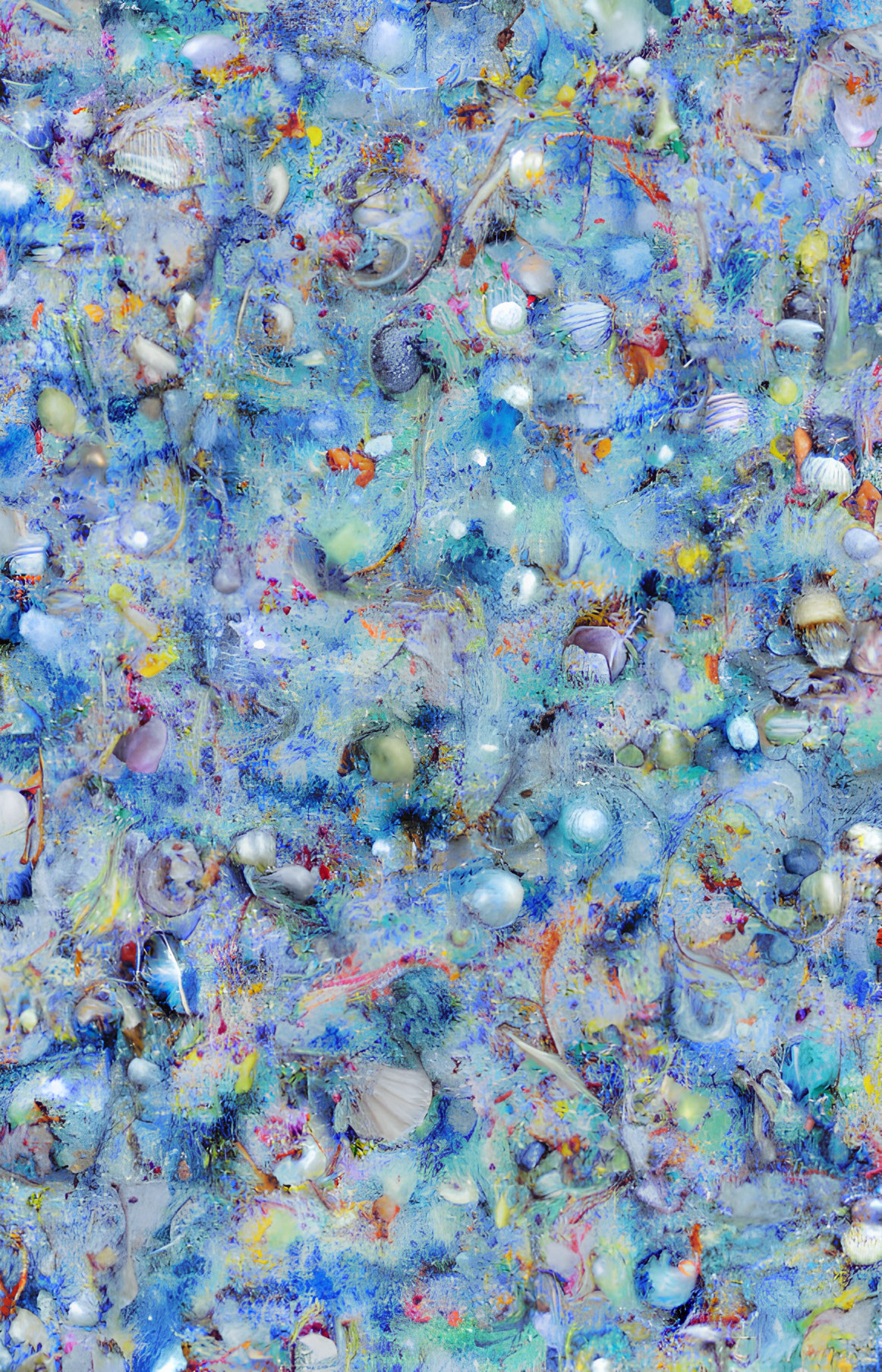 Colorful Abstract Oceanic Collage with Seashells and Beads
