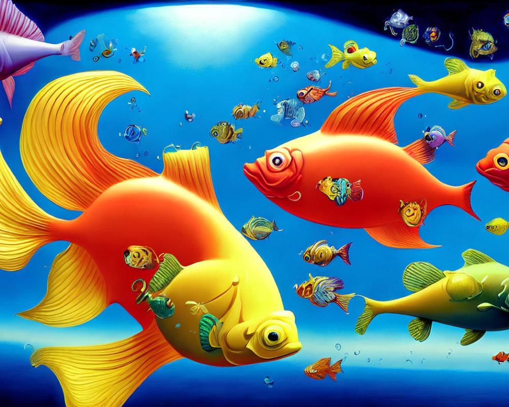Vibrant underwater scene with colorful animated fish