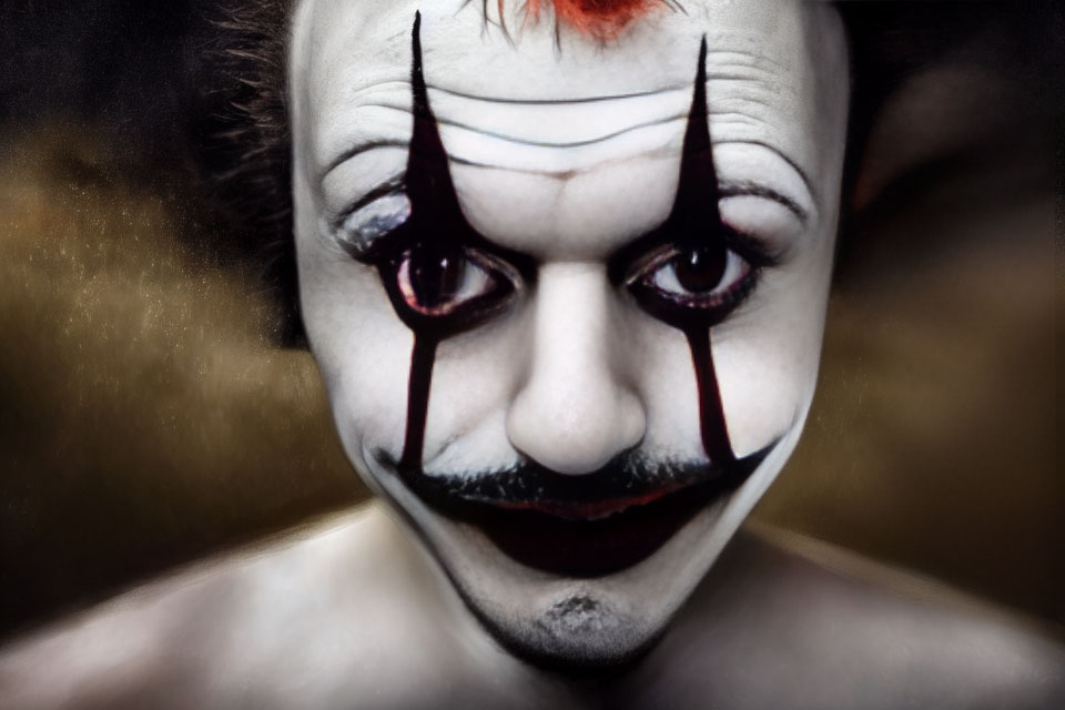 Detailed Close-Up of Person in Dramatic Clown Makeup