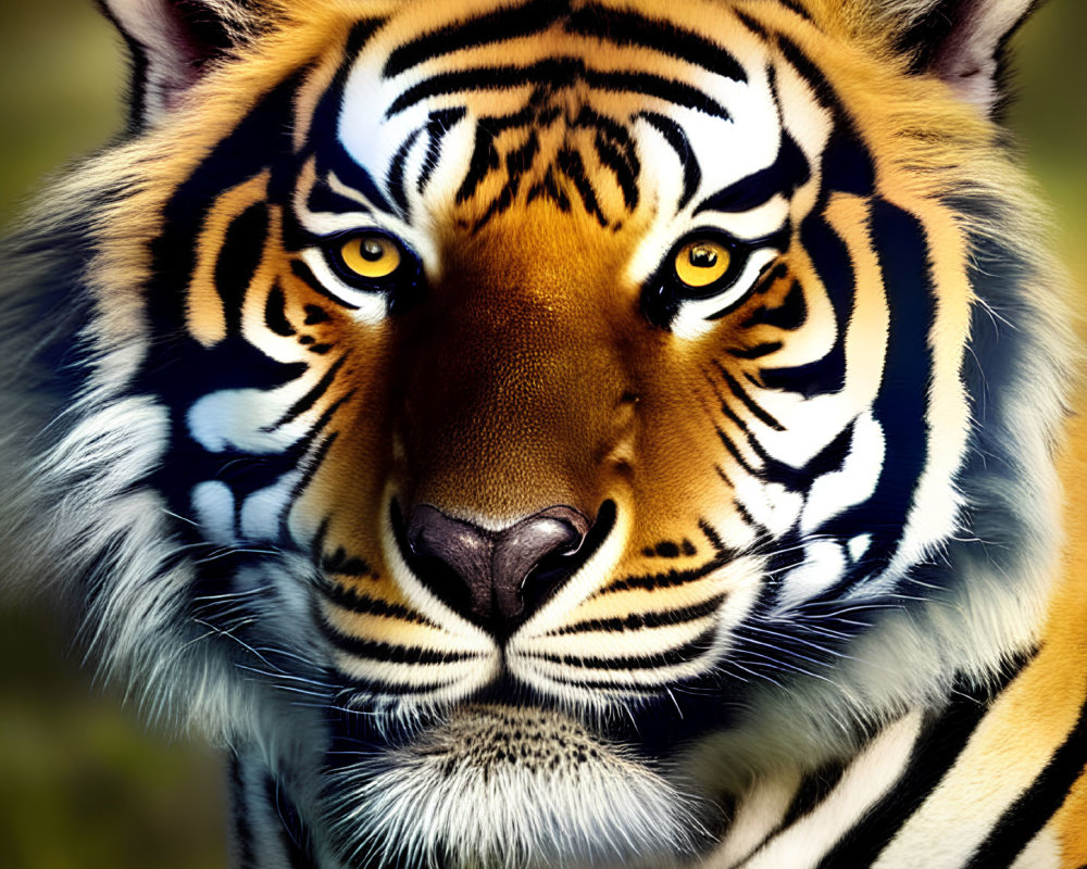 Detailed Close-Up of Tiger's Amber Eyes and Striped Fur