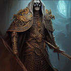 Dark Armor-Wearing Figure with Spear and Skull Mask