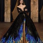 Regal 3D rendering of animated queen in blue and gold gown