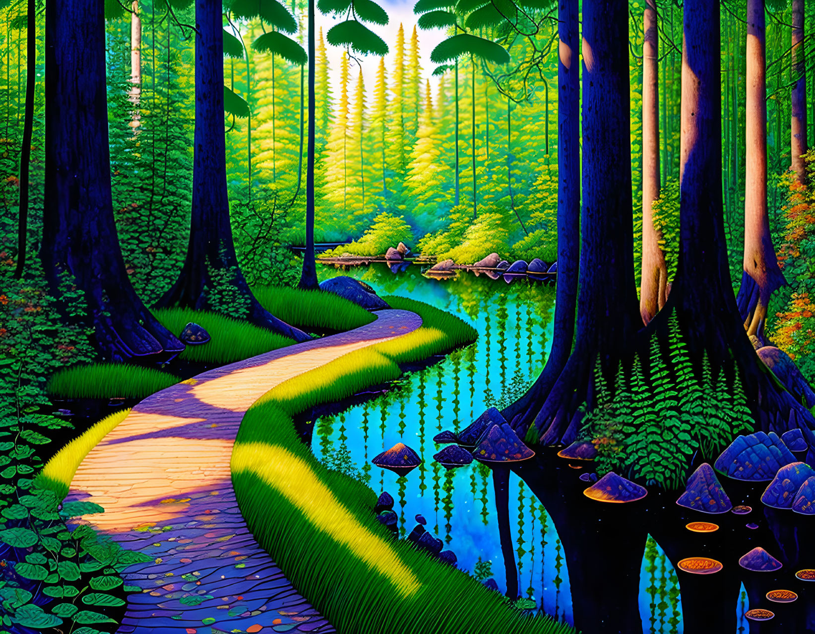 Forest with ferns