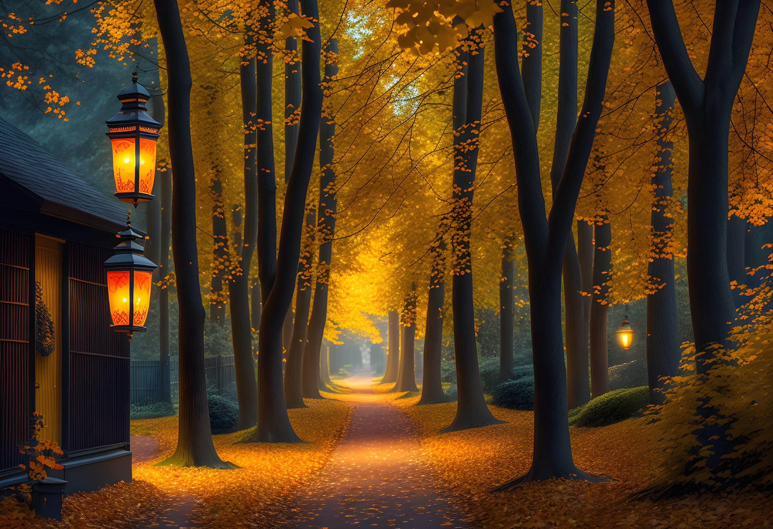 Lanterns in the wood