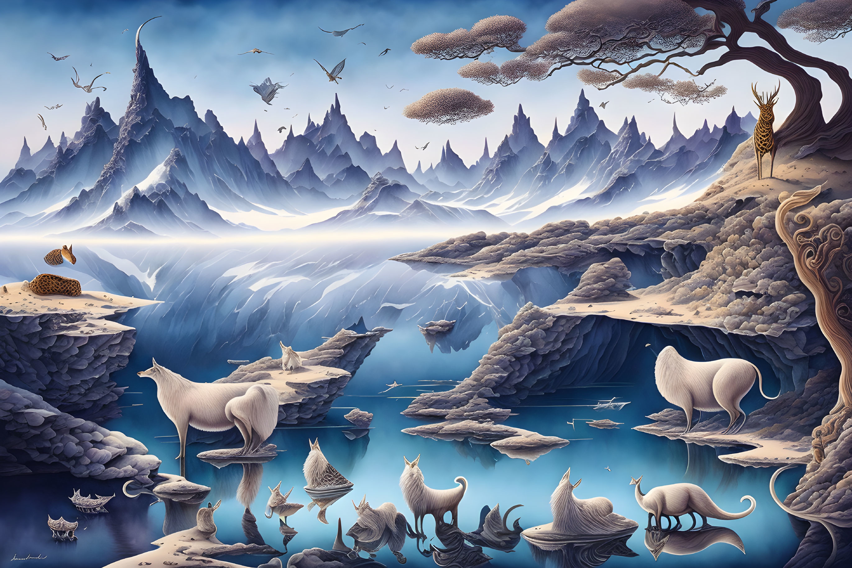Unusual Animals in a surreal landscape