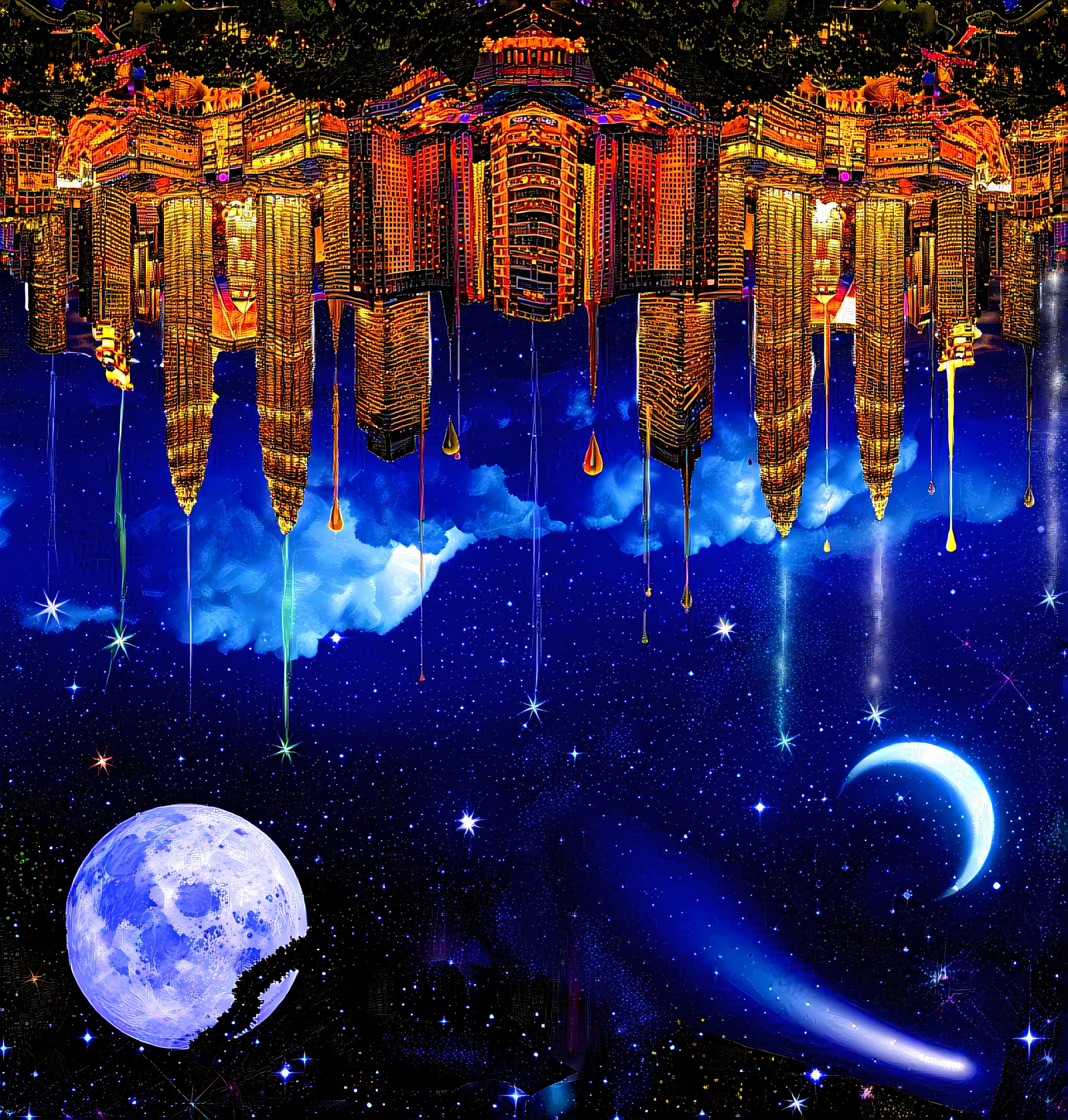 Petronas Towers in space fantasy collage