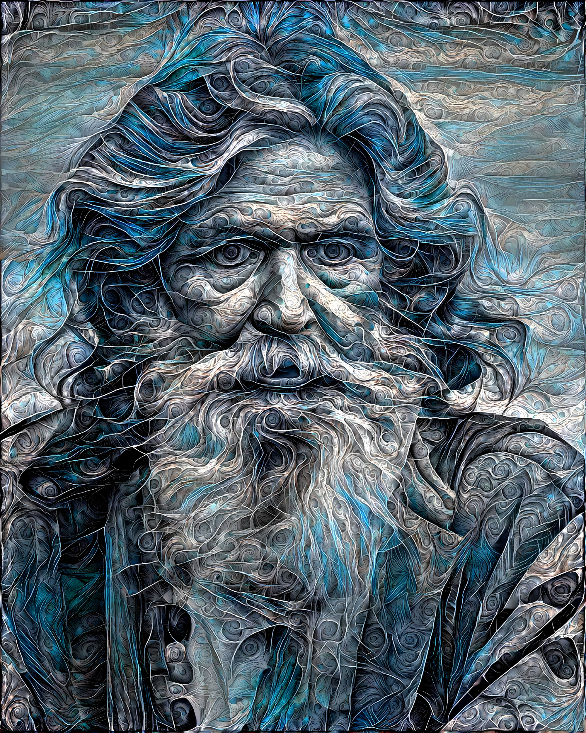 Old Man in blue and grey