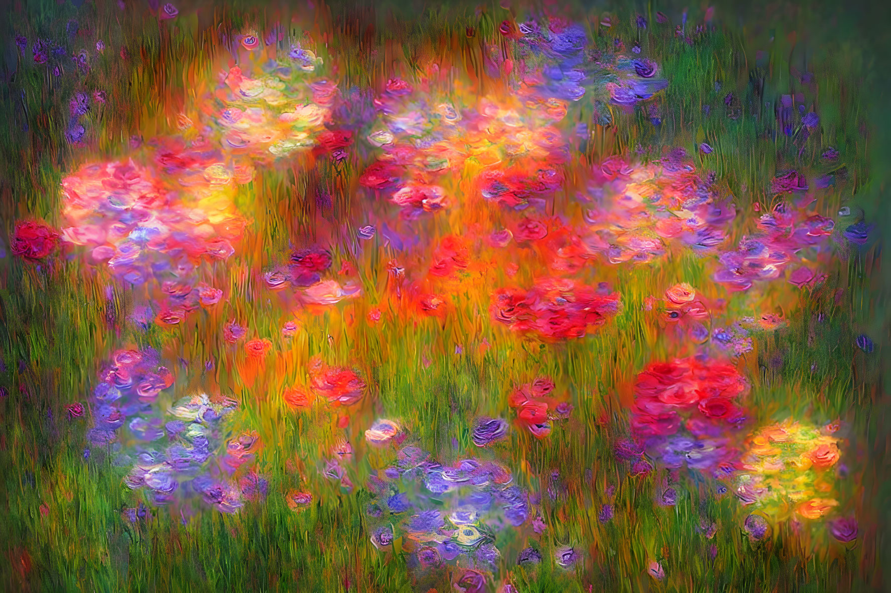 Flowers in the style of Claude Monet