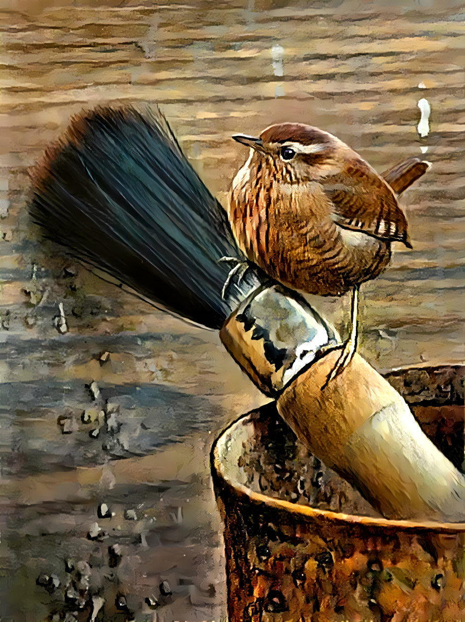 Small bird on a brush
