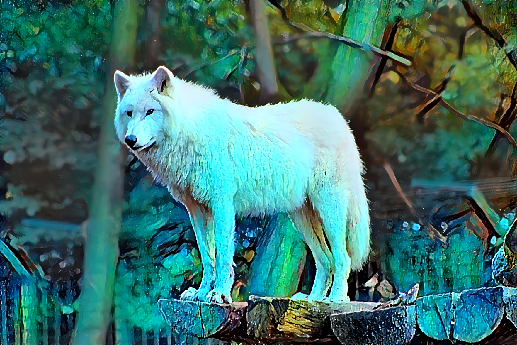 White wolf now blue