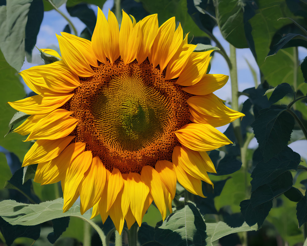 Bright Yellow Sunflower in Full Bloom Against Blue Sky