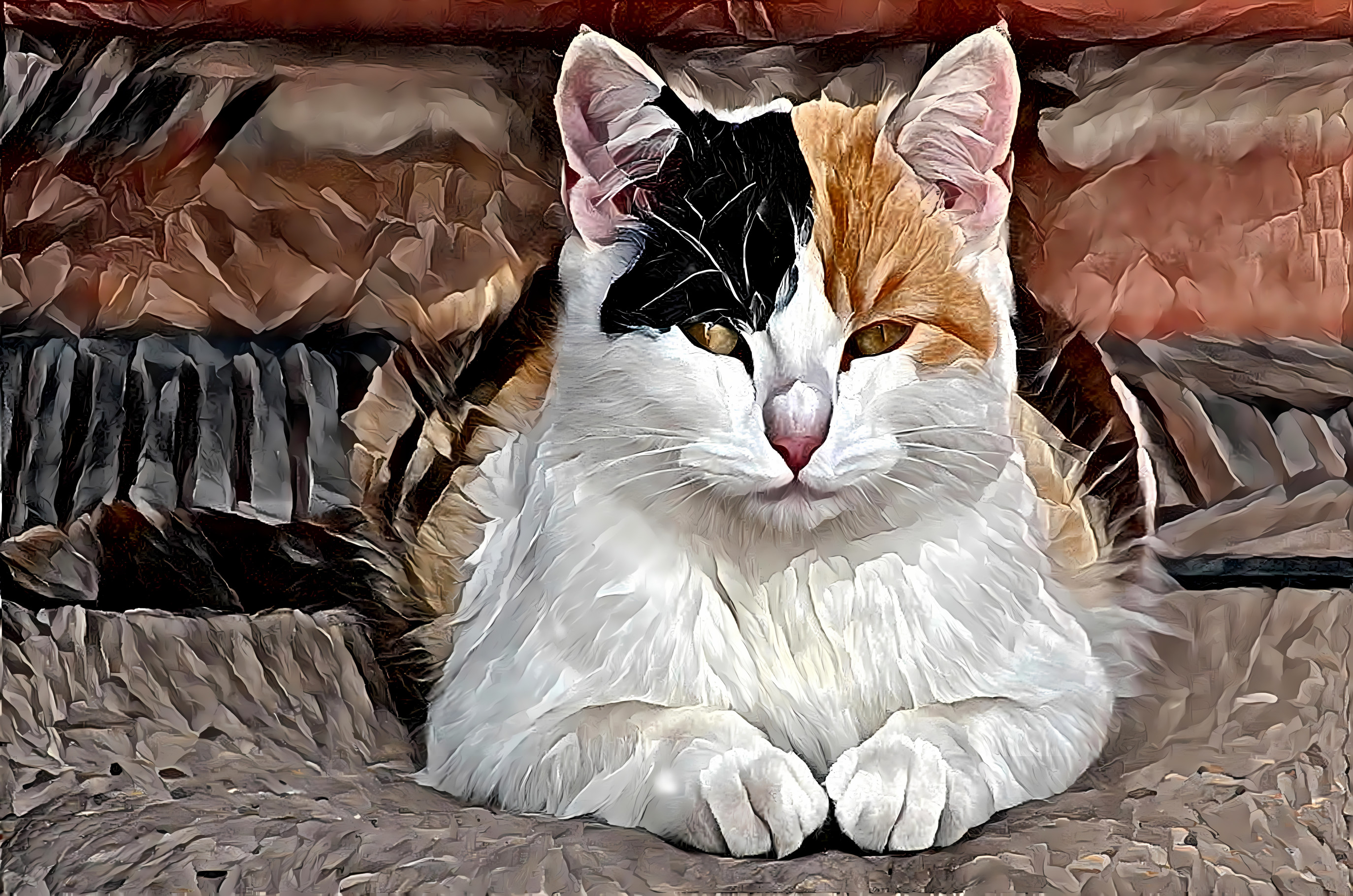 Cat with two colour sides