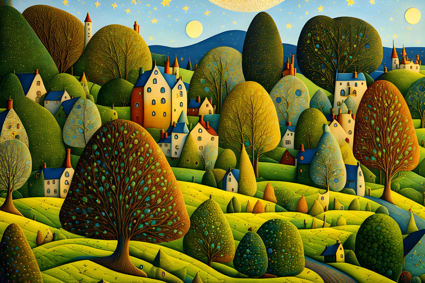 Naive Art patchwork trees