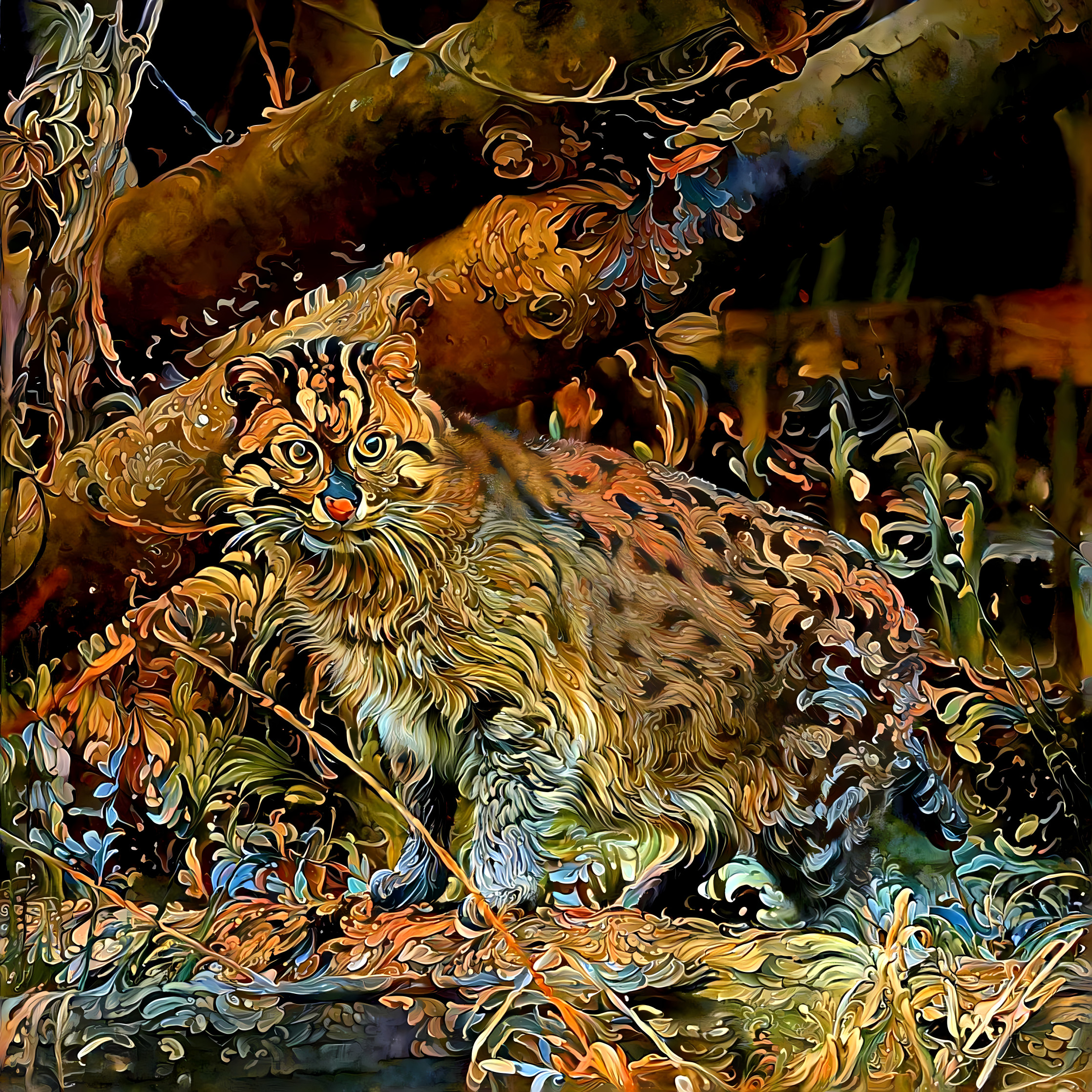 Fishing cat in a forest
