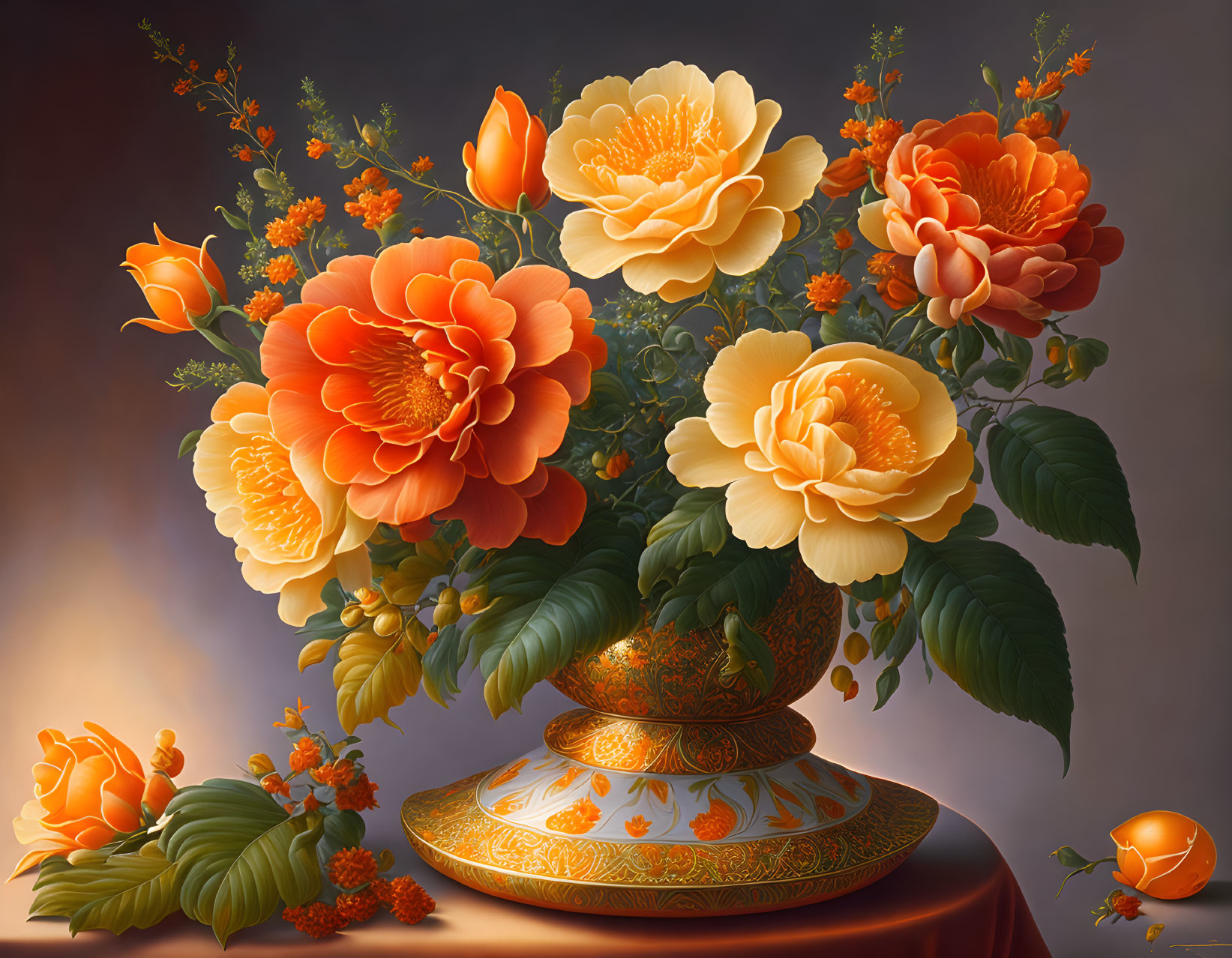 Orange flowers in a vase