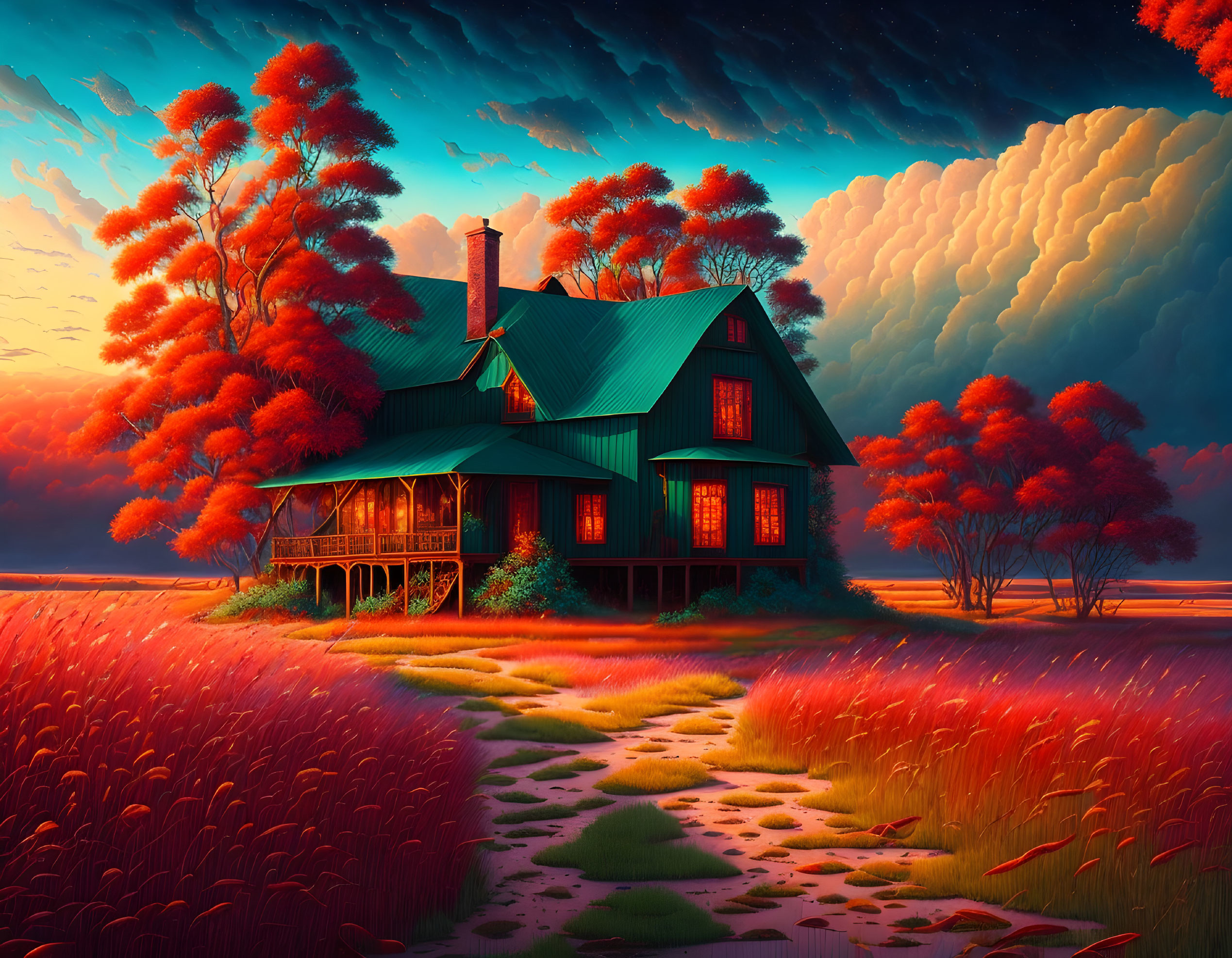 House on a red plain