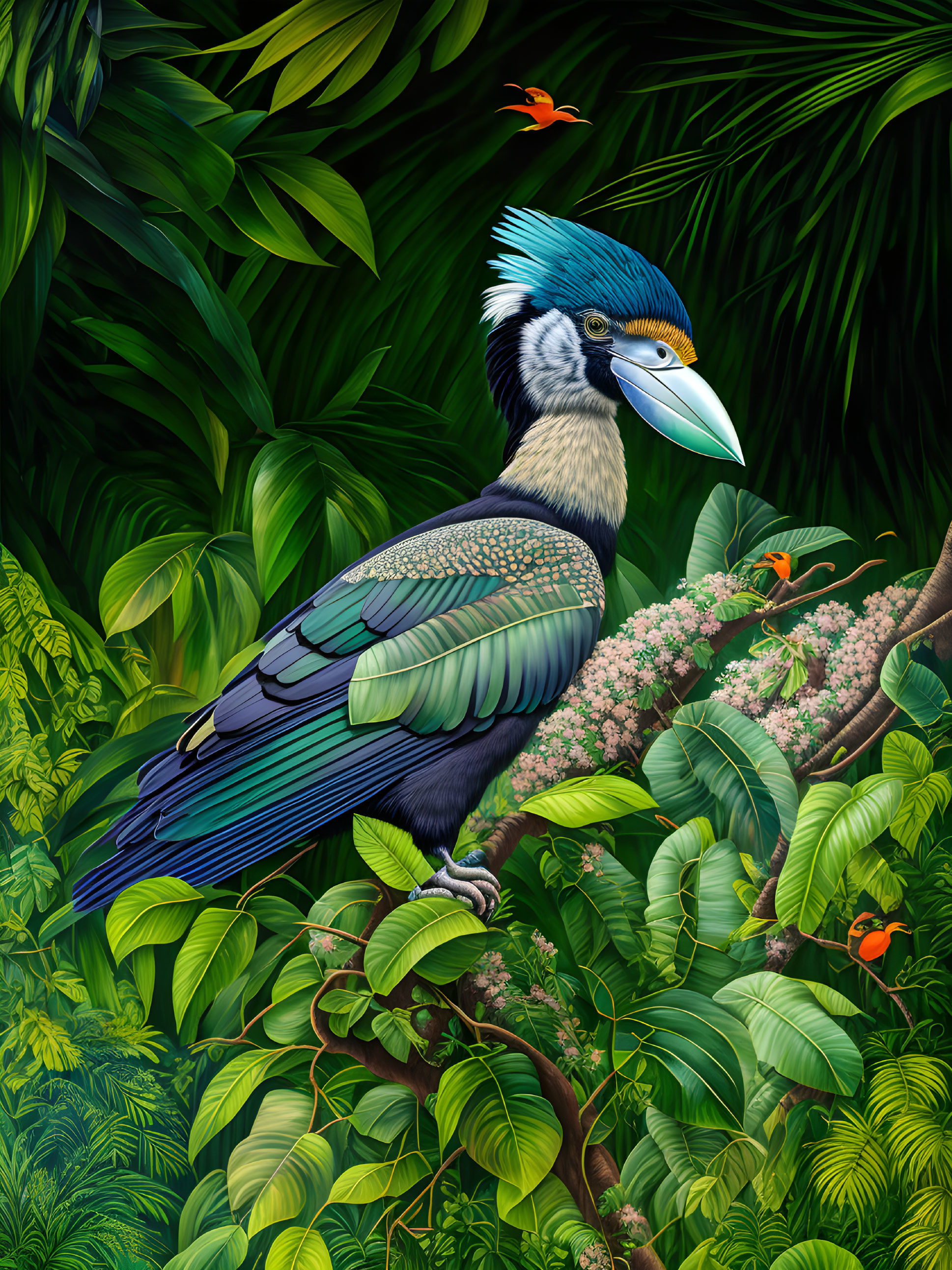 Exotic bird in jungle