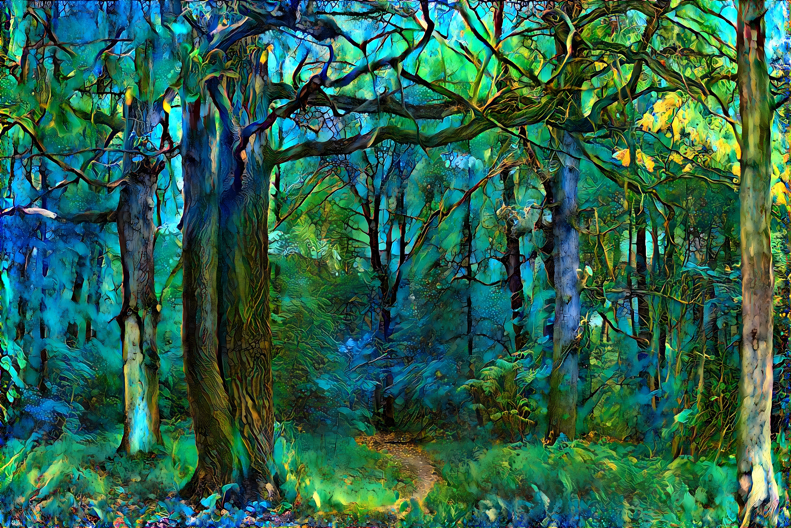 Verdant Blue-Green Forest