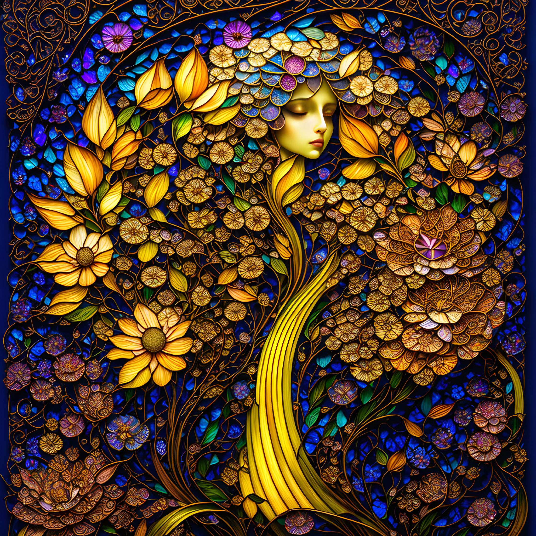 Tree spirit stained glass