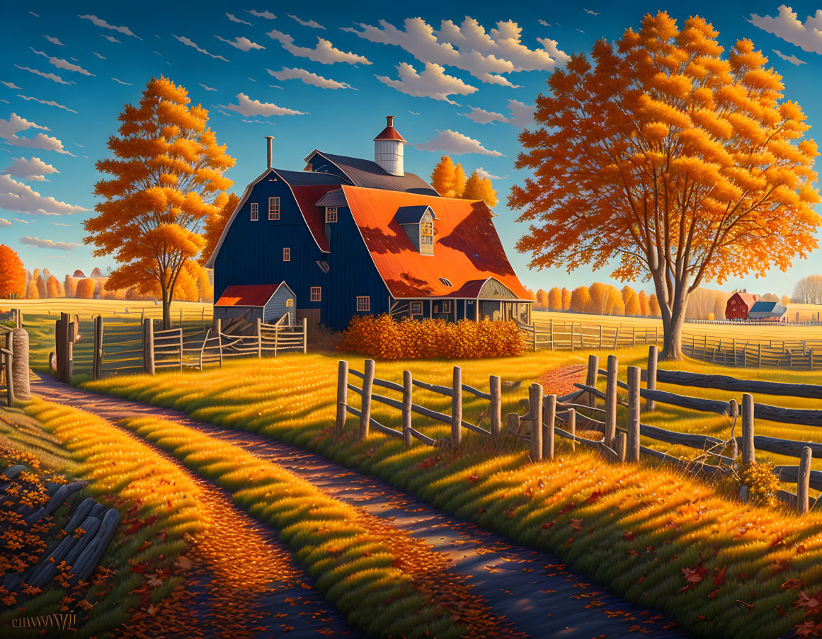 American farm in autumn