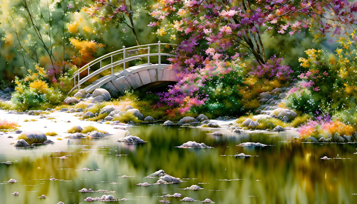 Spring Blossoms in a Japanese Garden