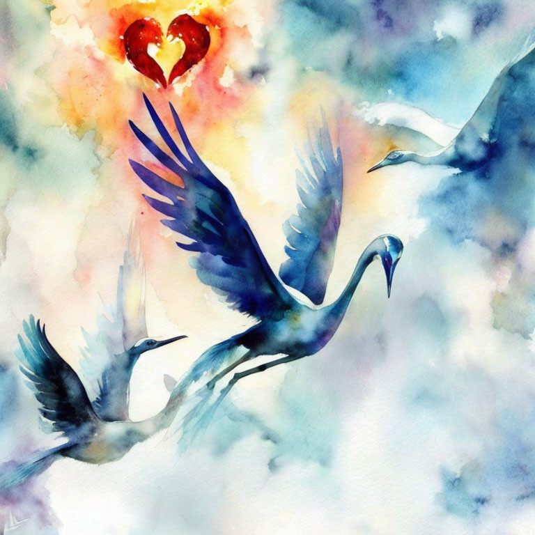 Cranes in love
