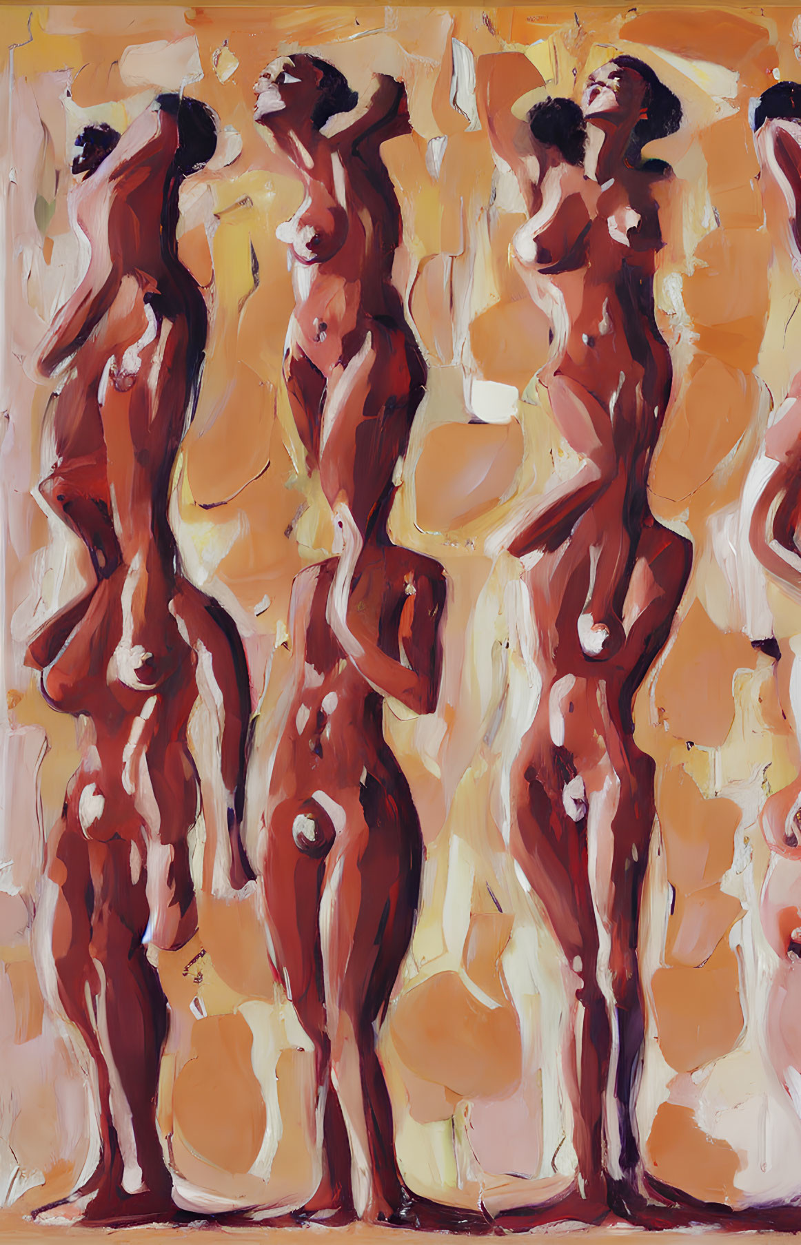 Repetitive Stylized Human Forms in Brown and Beige Palette