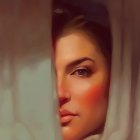 Portrait of Woman with Contemplative Expression in Warm Tones