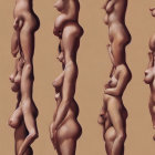 Repetitive Stylized Human Forms in Brown and Beige Palette
