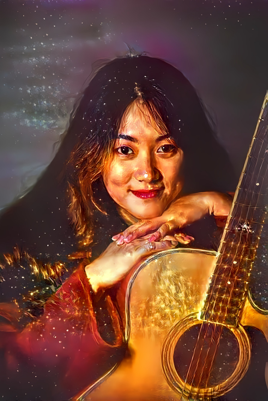 Portrait woman with guitar