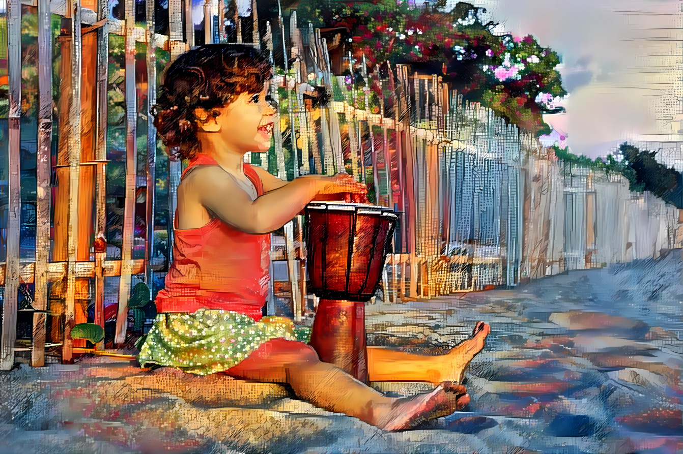 Little girl with drum