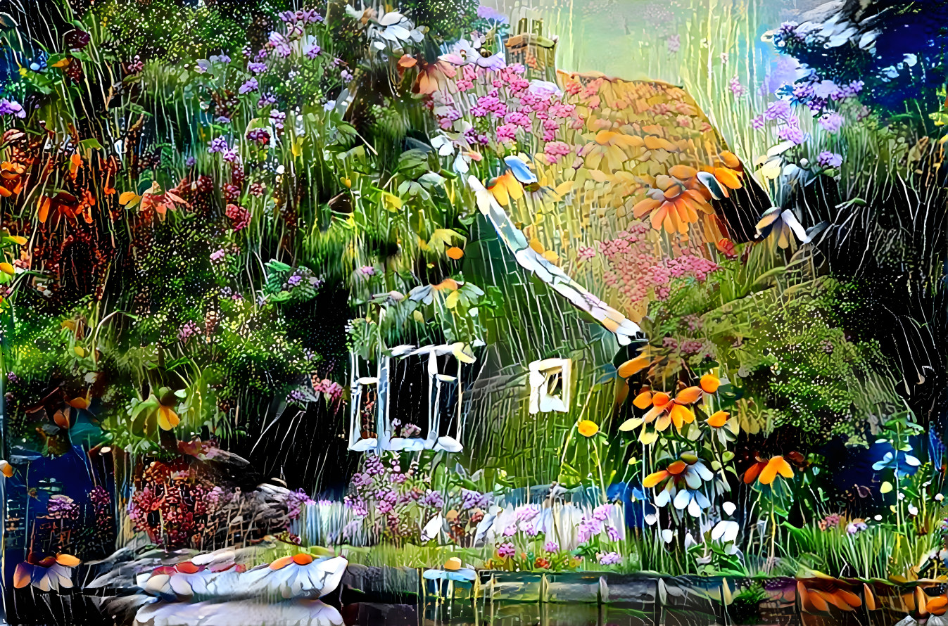 A lovely fairy tale house near the water.