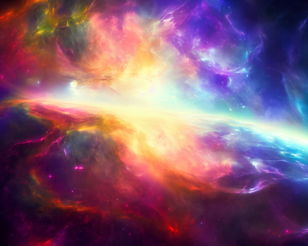Colorful Swirling Nebula with Bright Center Display