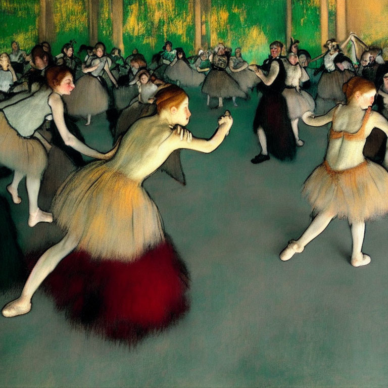 Ballerinas Dancing on Stage in Impressionist Style
