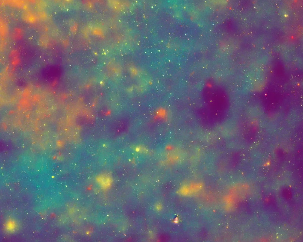 Vibrant cosmic image: stars, nebula in blue, purple, yellow