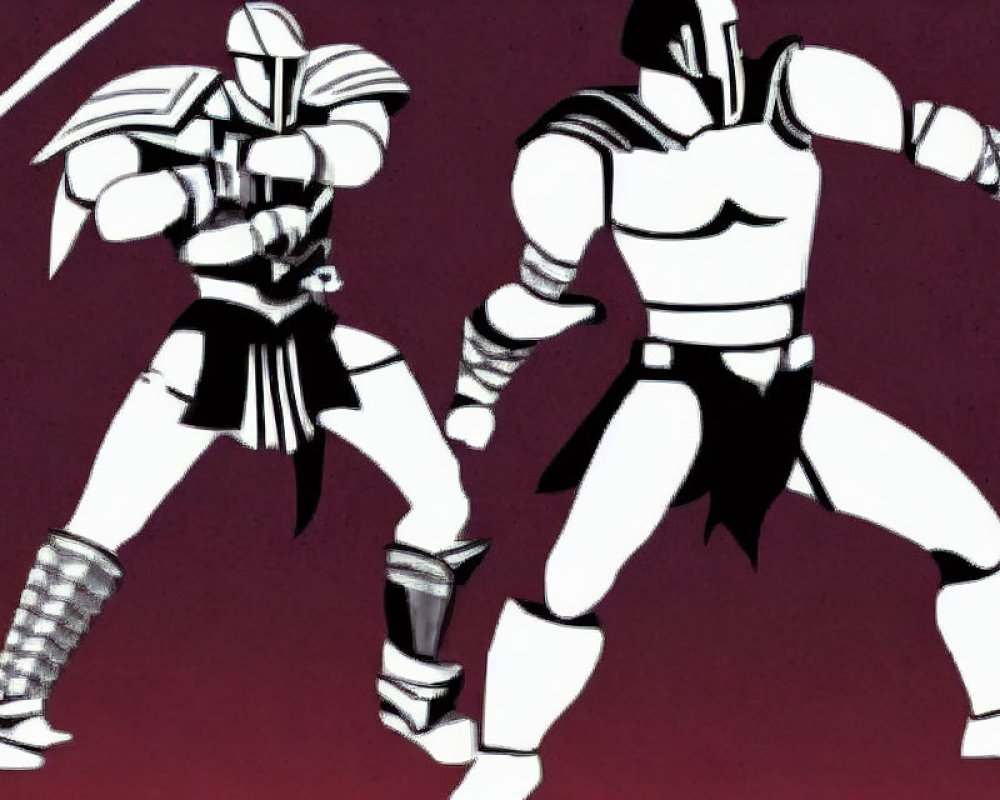 Stylized animated ninja characters in fighting stance on purple background